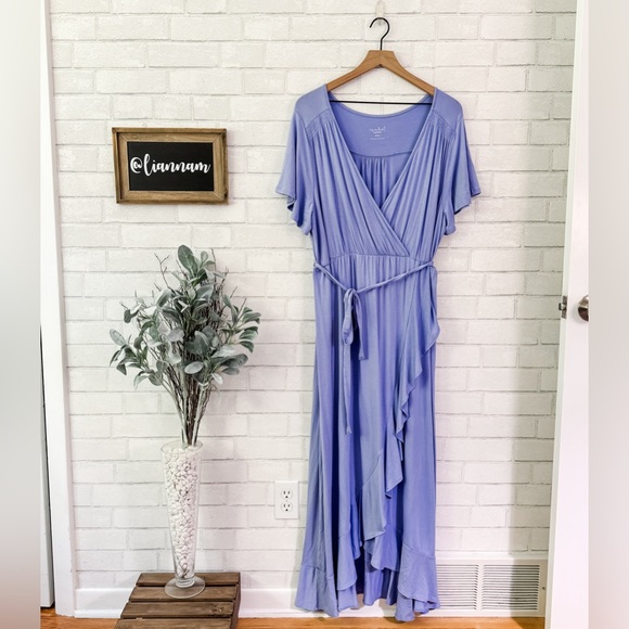 Isabel Maternity by Ingrid & Isabel Dresses & Skirts - ISABEL Maternity Lilac Faux Wrap Short Sleeve Maxi Dress